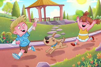 illustrate whimsical children story book illustration and cover