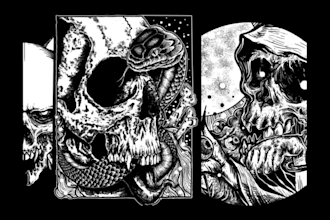create dark art skull for your brand or band