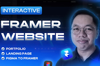 design interactive framer portfolio website or landing page with animations