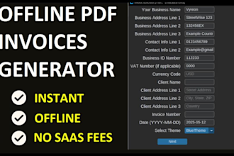 deliver my offline PDF invoicemaker for instant  professional invoice generation