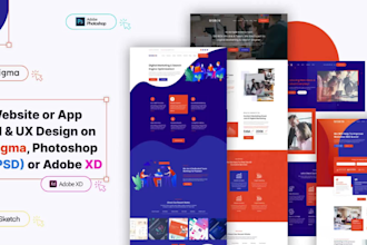design photoshop or PSD web template, figma website design