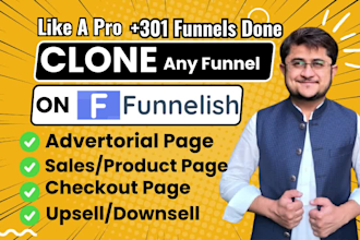 clone advertorial and sales page on funnelish
