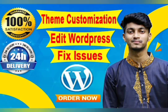 do wordpress modification, theme customization, edit wordpress in 24h