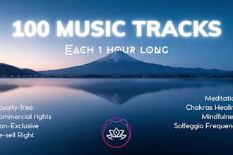 provide 100 music meditation, solfeggio, healing, mindfulness