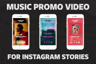 create clean music promo video for instagram stories in 24h