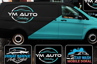 design logo mobile auto detailing, car wash vehicle cleaning