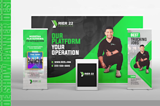 design trade show banner, backdrop, retractable banner for exhibition, booth