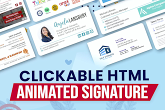 create a HTML animated email signature clickable, editable