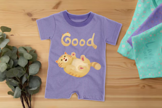 create cute kawaii cartoon illustration for baby shirt
