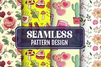 design unique seamless patterns for clothing, kids, packaging, and textiles
