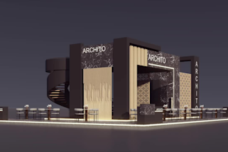design your trade show booth, exhibition stand, and kiosk with realistic renders