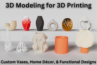 do custom 3d vases, pots and product designs for 3d printing