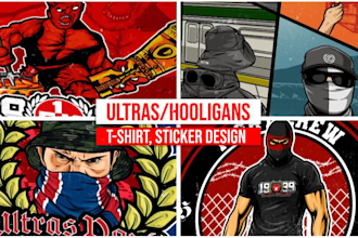 create custom football ultras hooligans t shirt design
