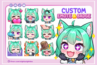 create custom cute and chibi twitch emotes and sub badges for your stream