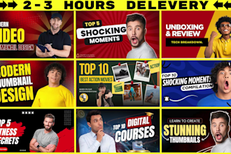 design attractive, click worthy youtube thumbnails