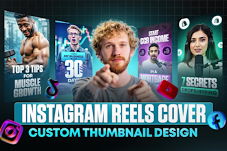 design instagram reel covers or thumbnails for youtube, tiktok