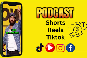edit your long podcast clips into tiktok, reels, and  shorts form videos