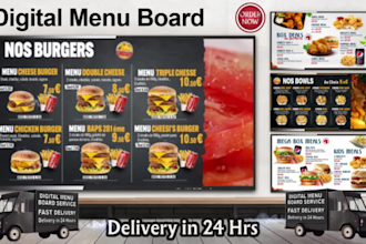 design a digital TV menu board for restaurants to boost sales with modern style
