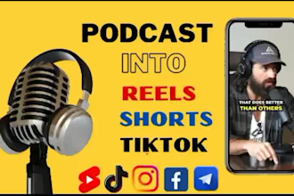 edit podcast videos, youtube shorts, instagram reels and tiktok videos