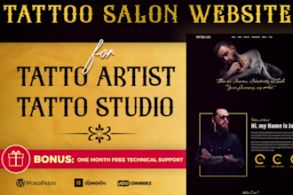 create tattoo website, studio, salon, artist portfolio with reviews, gallery