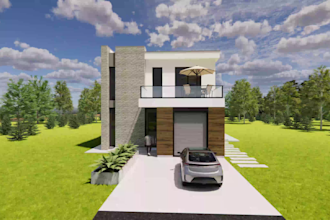 photorealistic 3d exterior visualization  houses offices retail
