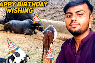 sing happy birthday with goats and cows in a funny village video