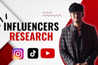 research and find best instagram, tiktok, youtube influencers list for marketing