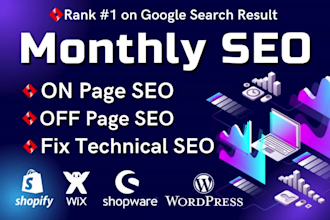 expert complete white hat monthly SEO service for wordpress shopify wix shopware