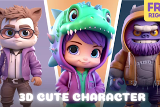 modeling 3d cute character, mascot, animal, cartoon character in blender
