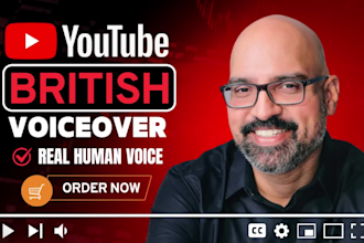 be your youtube male english voice over artist, human voiceover not ai