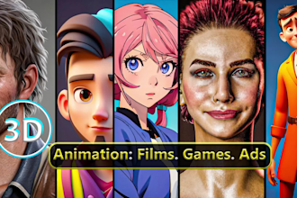 provide 3d character animation for games, films, social media or tvc