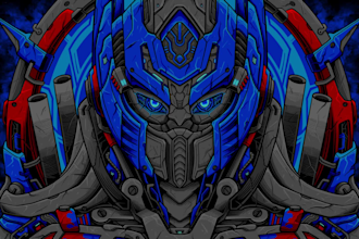 hand drawn futuristic robot mecha gundam illustration