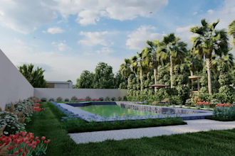 design your 3d garden, backyard ,terrace,realistic landscape