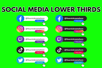 create animated social media follow button lower third popup element with sound