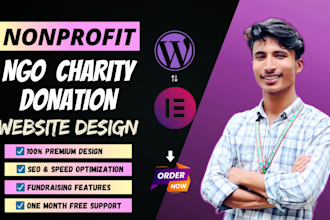 create a professional charity, ngo or nonprofit website with donation system