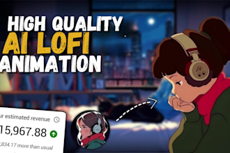 edit lofi loop animation illustration, animated gif for youtube music videos