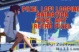 do 2d pixel character 8bit, 16bit, 32bit retro sprite lofi looping animation gif
