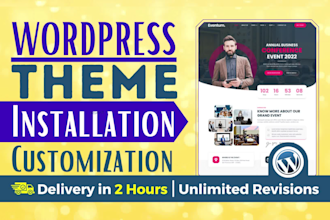 install, import, customize wordpress theme or themeforest, envato template kits