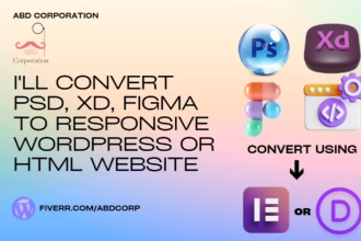 convert your figma to wordpress, PSD to wordpress, or HTML to wordpress sites