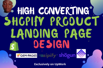 design shopify landing page, product landing page, sales page, homepage, pagefly