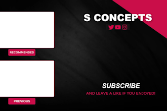 design a fancy attractive youtube end screen outro for you