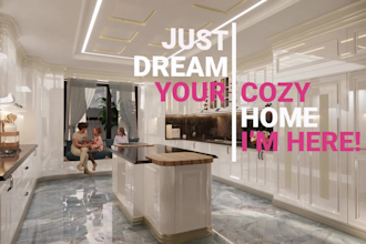 be your professional interior designer, decor home, kitchen, realistic render