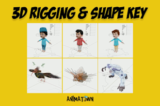 create 3d rig and shape key character in blender