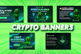 design banner, poster, flyer for your meme coin, crypto, business