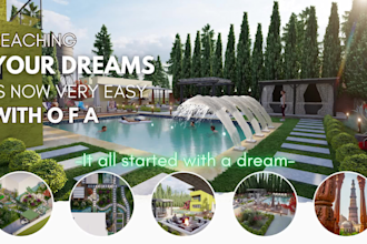 design your 3d landscape, backyard,pool,garden,patio,outdoor