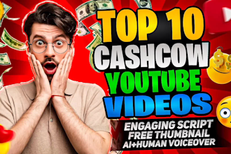 create top 10 cash cow faceless youtube videos, automation ig reels, tik tok vid