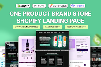 build one product shopify store or landing page by replo gempages pagefly