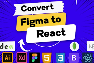convert psd to react, figma to react, xd to react tailwind css within 24 hours