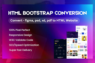 convert figma to html, psd to html, xd to html responsive