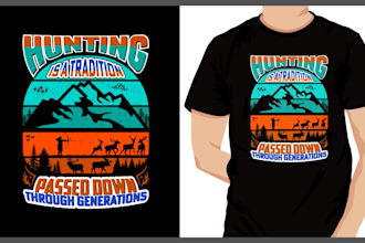 do vintage retro hunting or beach t shirt logo design